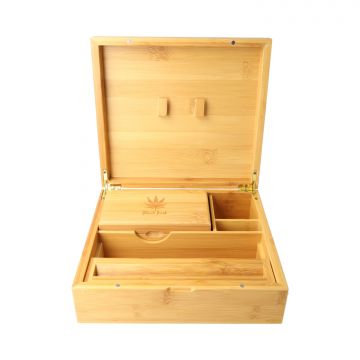 Black Leaf Bamboo Rolling Box