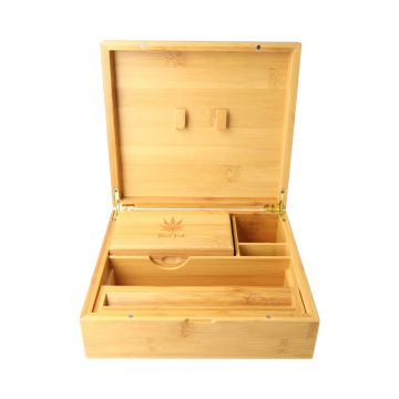 Black Leaf Bamboo Rolling Box