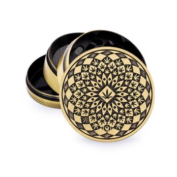 Fire Flow Grinder 4 Parts Gold Leaf Pattern 60mm